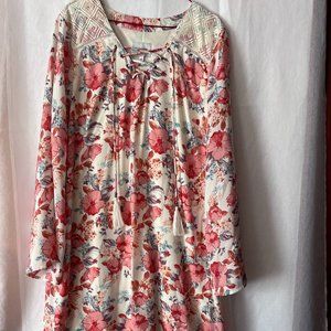Haute Hippie sz s Hibiscus Flowers Comfortable Bohemian Hippy Dress Floral Dress